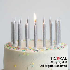 VELA FINA 6 CM GIBRE PLATA X 12 UNIDADES